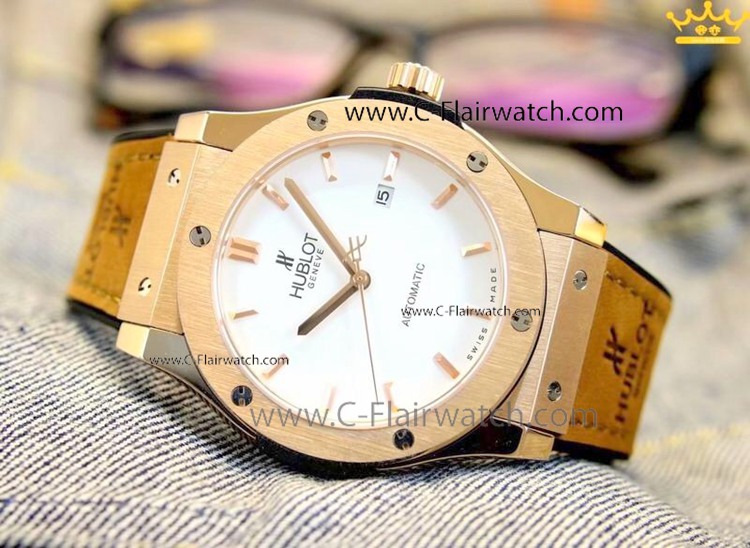 Best Quality Copy Hublot Classic Fusion Watch Rose Gold White Di